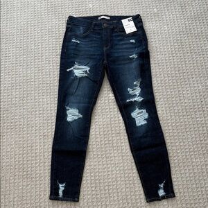 SO Women's Dark Blue Distressed Skinny Jeans Jeggings